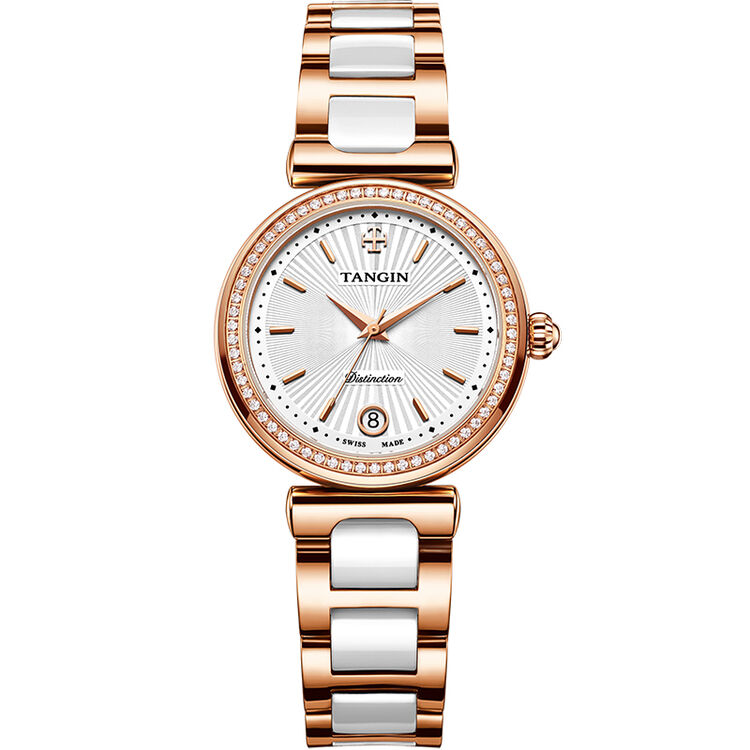 天珺(tangin)智雅系列 瑞士进口时尚间陶瓷女士手表 t1029lhwfca