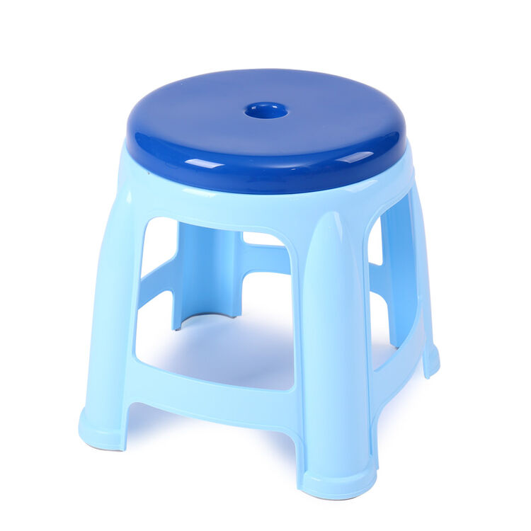时尚家用塑料凳防滑高凳椅子加厚儿童小凳子大号小板凳餐桌凳圆凳 蓝