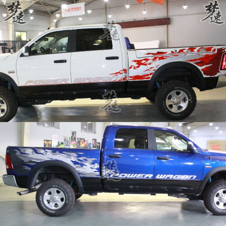 ram公羊皮卡车贴拉花 货厢个性汽车贴纸 后斗厢贴画装饰1z 白色车材质