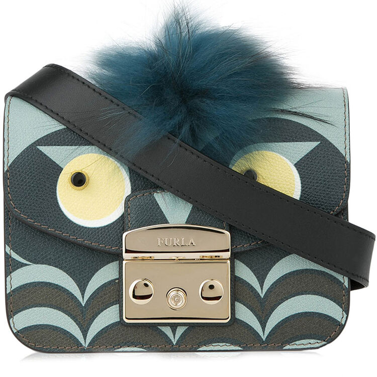 furla芙拉女包 女士单肩包绒毛猫头鹰大眼睛斜挎包小方包 bms9a05
