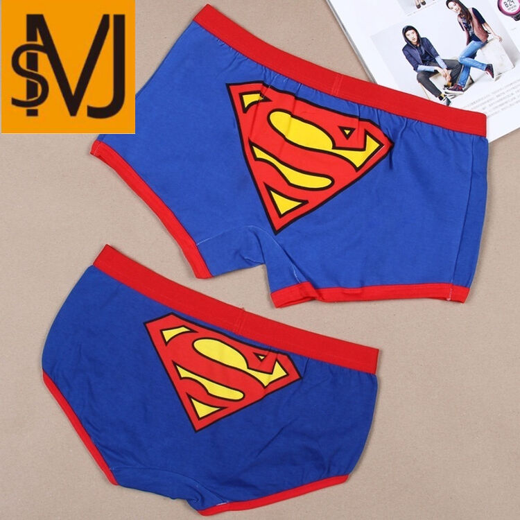 msj新品 超人纯棉男士平角裤衩 可爱卡通情侣内裤 女士三角底裤头潮