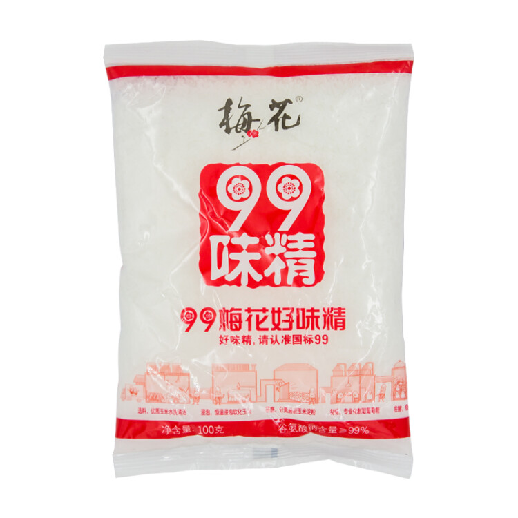 梅花99味精 玉米提煉99% 家庭裝提味增鮮調(diào)味料 100g/袋 梅花集團(tuán)出品 光明服務(wù)菜管家商品