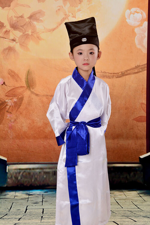 儿童书童儿童国学汉服儿童弟子规服装书童服装古代演出服 白色 160