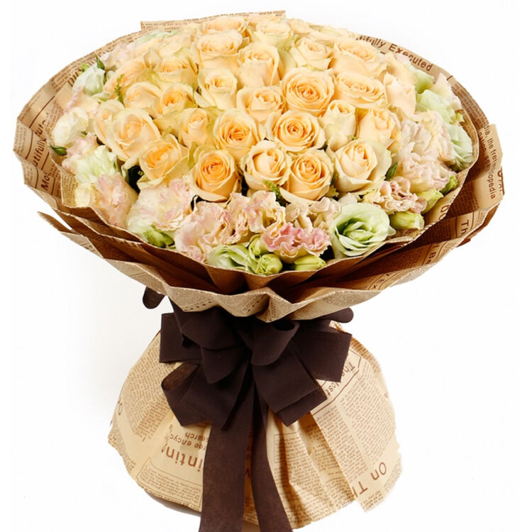 冬珊36朵香槟玫瑰桔梗花束七夕情人节圣诞生日庆典毕业典礼送花鲜花