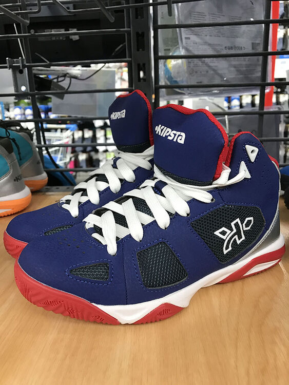 青少年儿童耐磨支撑平衡减震蓝色保暖中帮篮球鞋 深蓝色 32