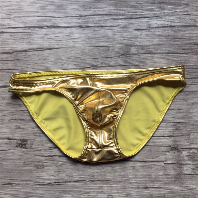 烫金男士三角内裤 漆皮 舞台表演内裤 男士内裤三角性感内裤 金色 m