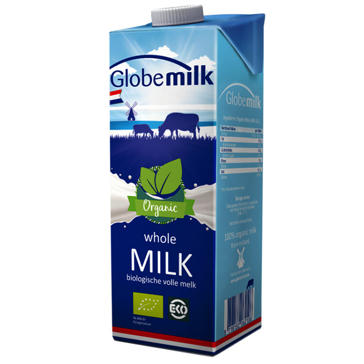 荷高（Globemilk）荷兰原装进口 3.7g优乳蛋白有机全脂纯牛奶 1L*6 营养高钙早餐奶 光明服务菜管家商品