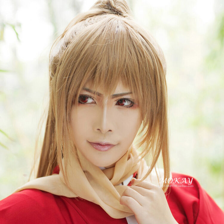 阿坡饵 银魂完结篇冲田总悟/cos假发/亚麻棕色/虎口夹/cosplay假发