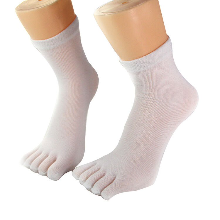 【5双装】五指袜男棉四季色透气运动袜子中筒分趾袜5指袜sn6271 白色