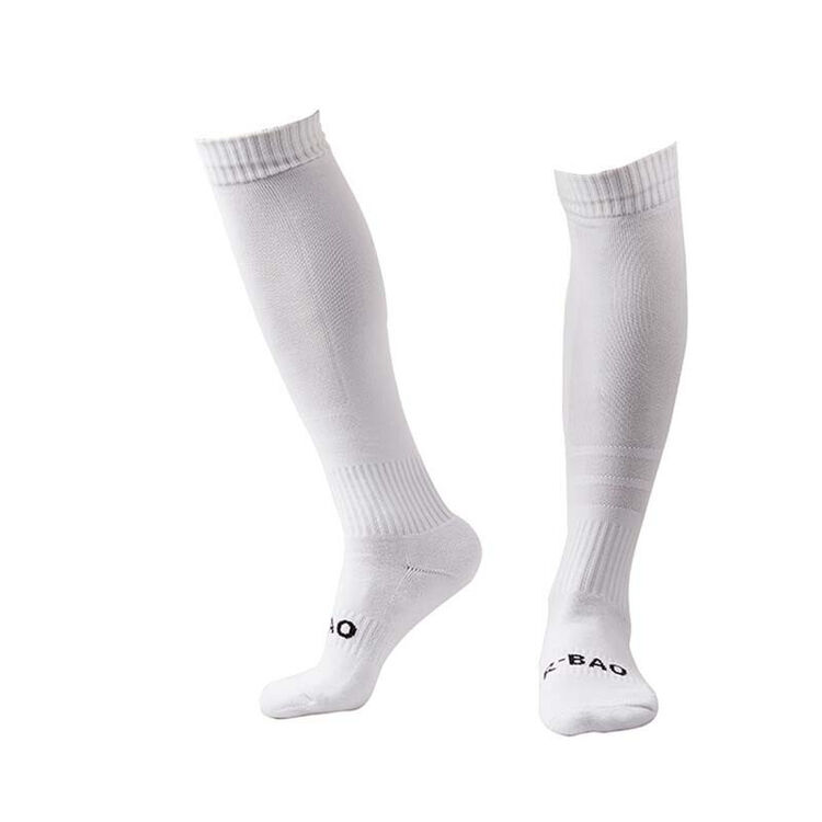 莱辛格男士足球袜长筒毛巾袜运动袜足球队比赛训练球袜 白色 均码