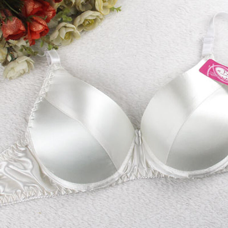 满3件 真丝文胸罩桑蚕丝文胸双面真丝内衣无钢圈b罩杯 白色 34/75b