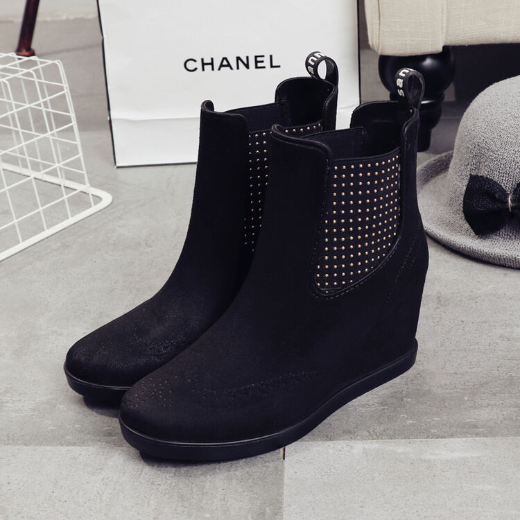 秋冬女士雨鞋时尚款短筒马丁水靴套鞋胶鞋水鞋女雨靴 黑色 36 标准码