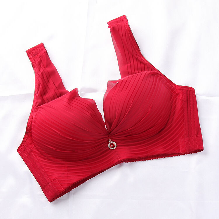 罩杯内衣加大加肥胸罩套装 酒红色单件 75c