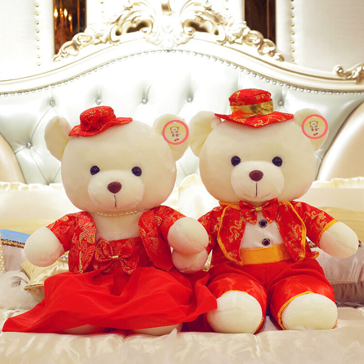 婚纱情侣泰迪熊公仔对熊玩具抱枕婚庆压床布娃娃一对
