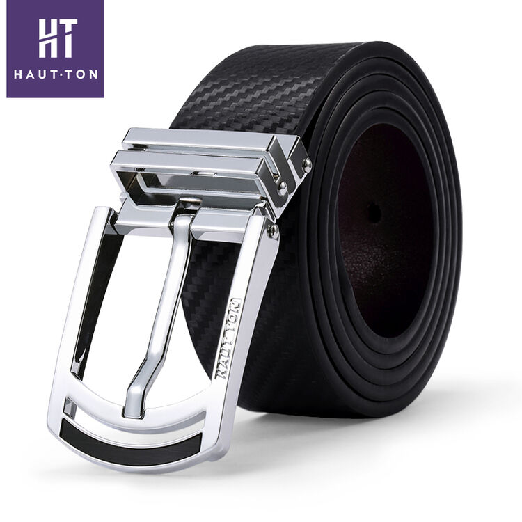 皓顿(haut ton) 新品皮带男士牛皮腰带时尚商务休闲针扣编织裤带男款
