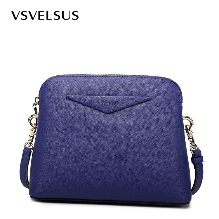vsvelsus牛皮小方包潮流时尚简约斜挎包单肩包女包包va6836 宝蓝