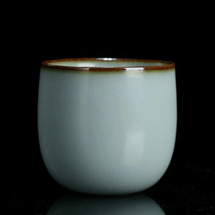 台湾申道陈金铁汝窑手作茶具汝窑茶杯功夫杯子陶瓷小茶杯铁胎手工品茗