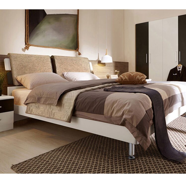 现代简约双人床15米18板式主卧室组合家具硬板储物高箱经济型 睿智灰