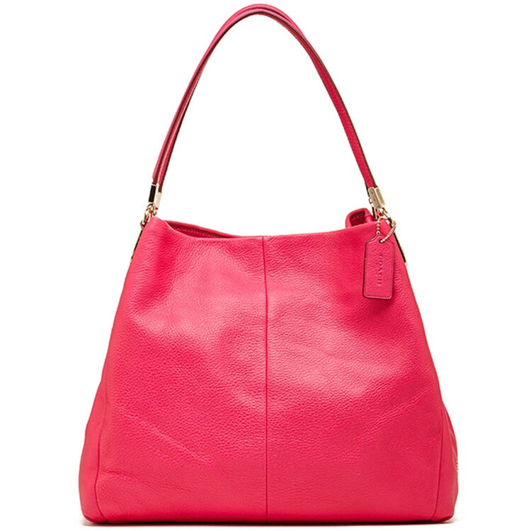 coach蔻驰女款深粉色皮革荔枝纹单肩手提包34495imbajf34495imbaj