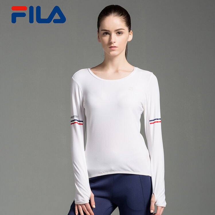 fila斐乐2017 r系列 运动女撞色t恤 春季新款长袖t 专柜同款女装 rd