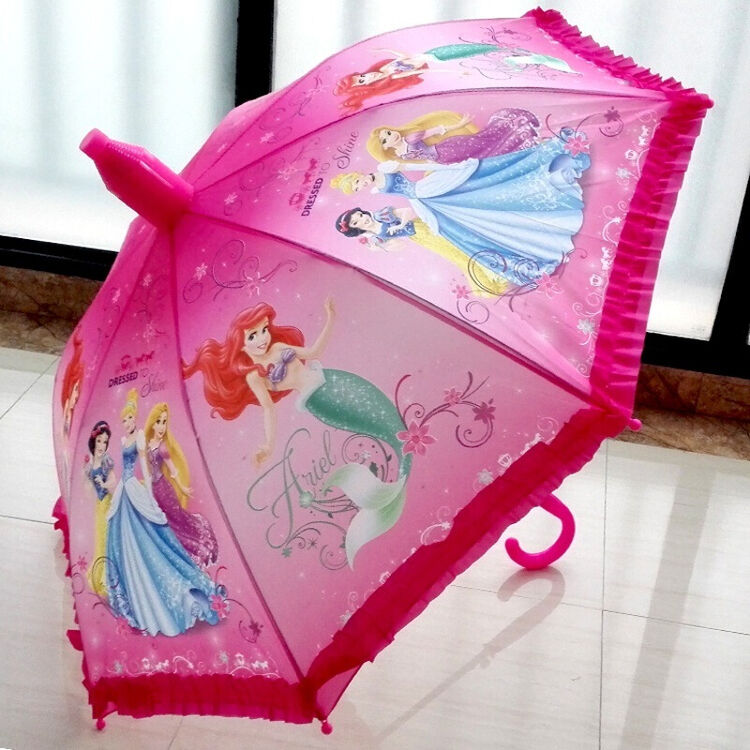 男女童卡通长柄晴雨伞幼儿园小孩学生套遮阳伞 浅紫色 美人鱼中号防水