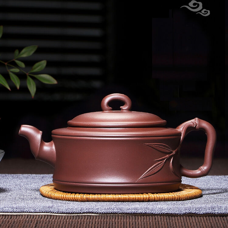 藏壶天下 宜兴名家戴晨光手工紫砂壶家藏紫泥贴花茶壶茶具韵竹壶 韵竹