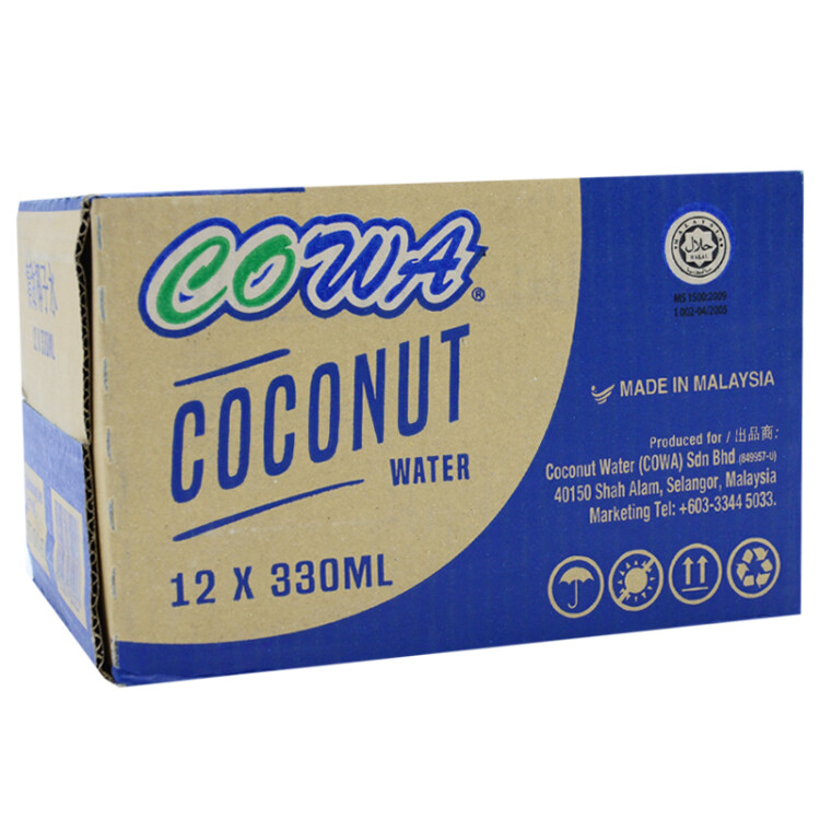 COWA进口清甜椰子水 富含电解质含维生素C NFC椰青果汁  330ml*12瓶 光明服务菜管家商品 