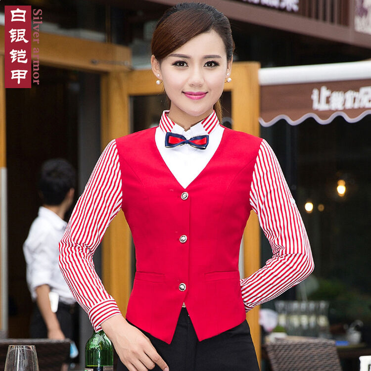 白银铠甲 服务员工服 餐饮服务员工作服长袖女套装西餐厅酒店工作服