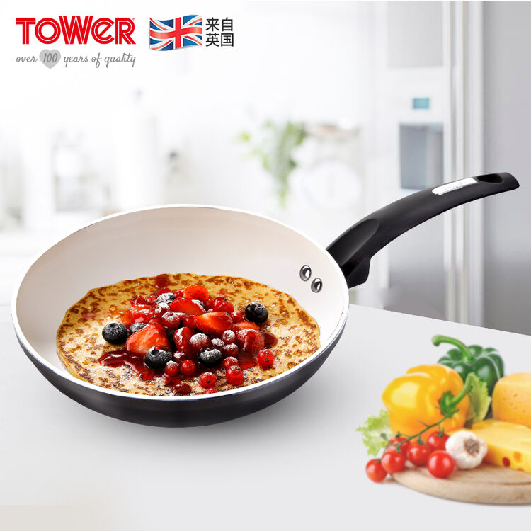 英国tower厨具 家用陶瓷魔法石不粘锅 煎炒锅煎锅平底锅牛排煎锅变色