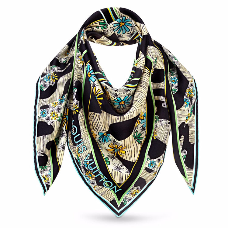 路易·威登 lv围巾 新款bambou系列女士印花围巾 mp1946鲜花广场丝巾