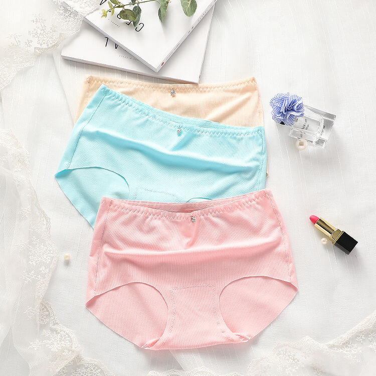 红豆女士内裤轻薄性感冰丝无痕随心裁三角裤496 3条礼盒装 175/95