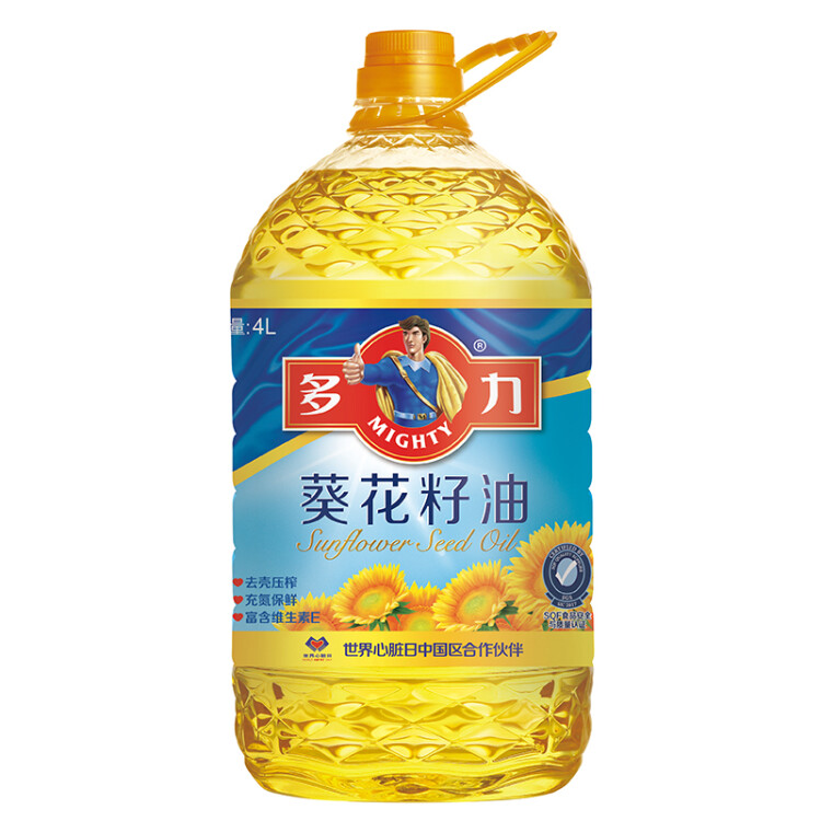 多力【张若昀同款】葵花籽油4L 食用油 物理压榨 零反式脂肪酸