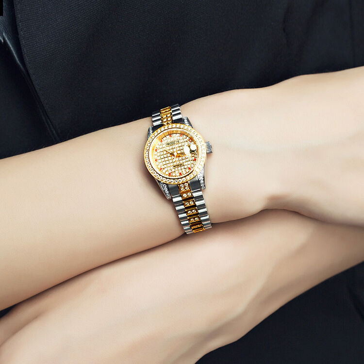 艾诺(ailuo)手表全自动男士机械表女表情侣表对表钟表 女士间金色6002