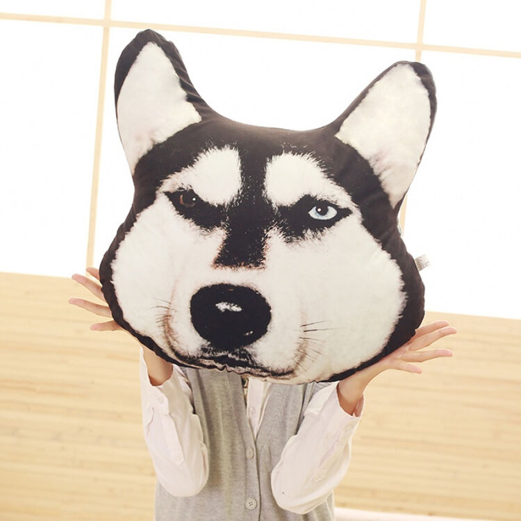 3d神烦狗靠枕二哈士奇抱枕办公室床头腰枕靠垫座椅汽车靠背护腰垫