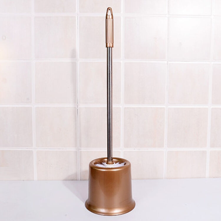不锈钢马桶刷卫生间坐便器清洁刷创意底座套装洗厕所刷子 圆形香槟色