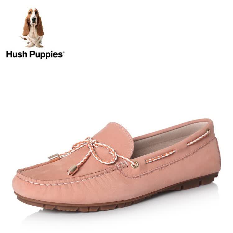 hush puppies/暇步士2018春专柜同款牛皮蝴蝶结平跟女休闲鞋r1b05am8