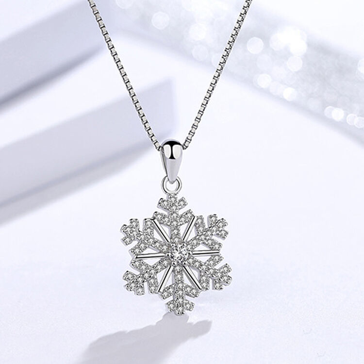 baby princess s925纯银项链女 韩版时尚雪花吊坠女款银首饰新年礼物