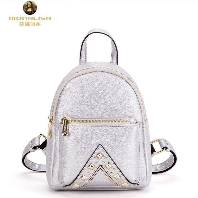 蒙娜丽莎双肩包女2018新款时尚铆钉小包包韩版休闲百搭个性旅行包