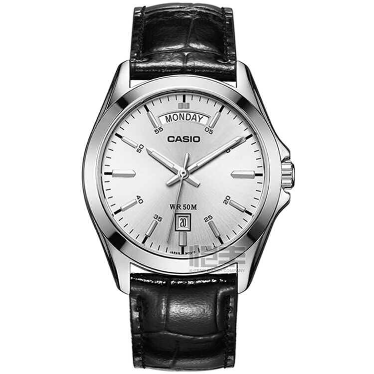 卡西欧(casio)男表 时尚商务石英男士手表 白盘皮mtp-1370l-7a