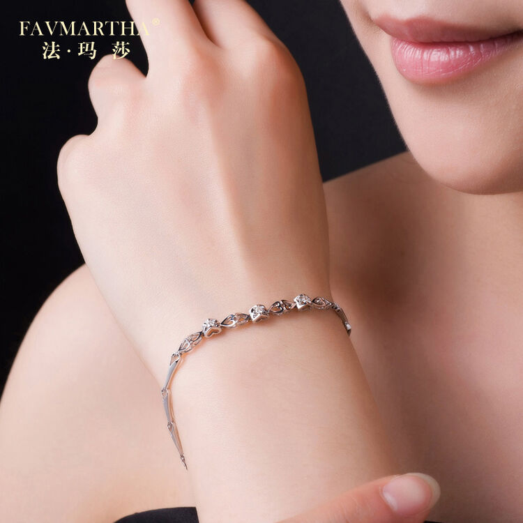 法玛莎18k金钻石手链天使之吻手链时尚精致韩版钻石手链手环情人节送