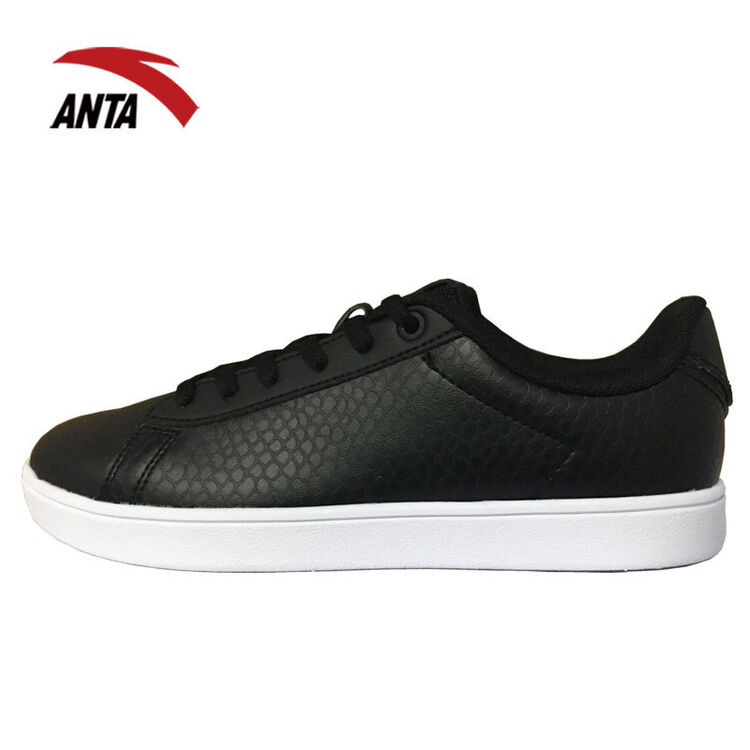 安踏女鞋板鞋2018春季新款休闲小白鞋时尚简约皮面运动鞋安踏官方旗舰