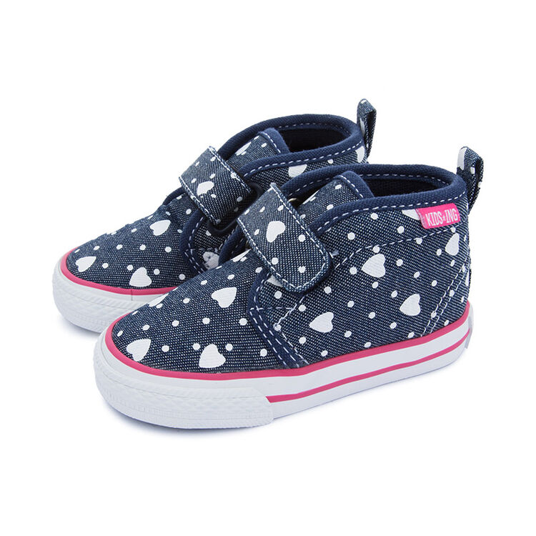 kids.ing童鞋女童牛仔桃心魔术贴儿童帆布鞋 牛仔桃心 5码