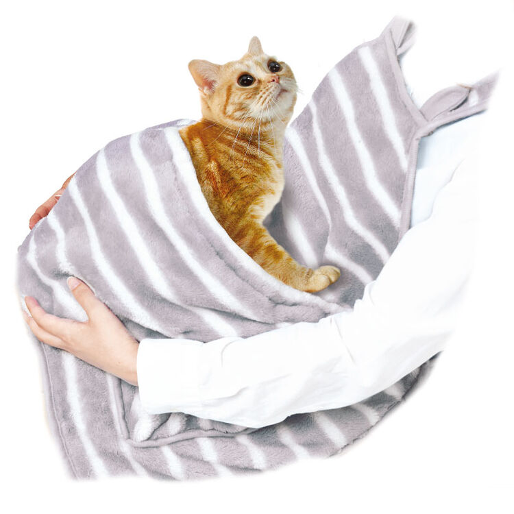 马卡珊瑚绒抱猫围裙 大口袋保暖抱猫围裙猫窝