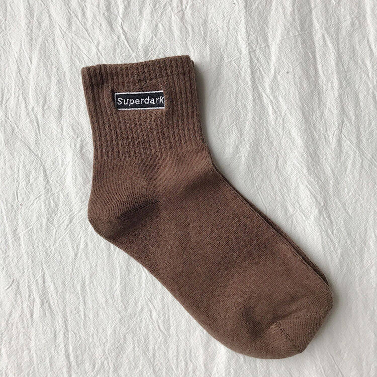 更原创春季新款中筒情侣运动袜韩版男士休闲长袜潮男吸汗袜子 咖啡色