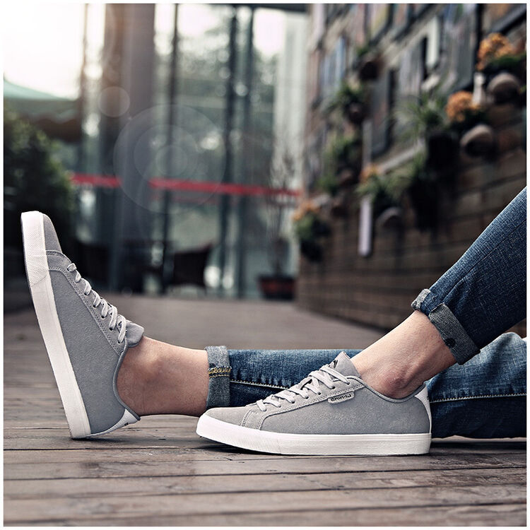 李宁运动鞋男鞋2018正品时尚休闲板鞋 冷灰8c/李宁白 39码6.5(240mm)