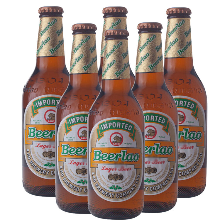 老挝啤酒(beerlao) 原装老挝进口啤酒 低度瓶装啤酒 黄啤六支(330ml*6