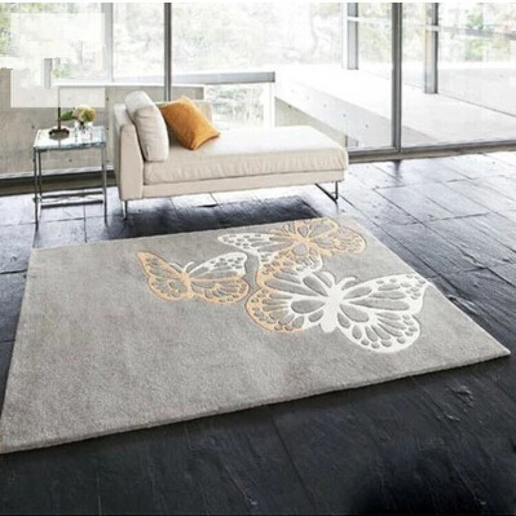 s5新品家居田园风格大厅沙发客厅卧室地毯手工160*230cm灰色sn3809