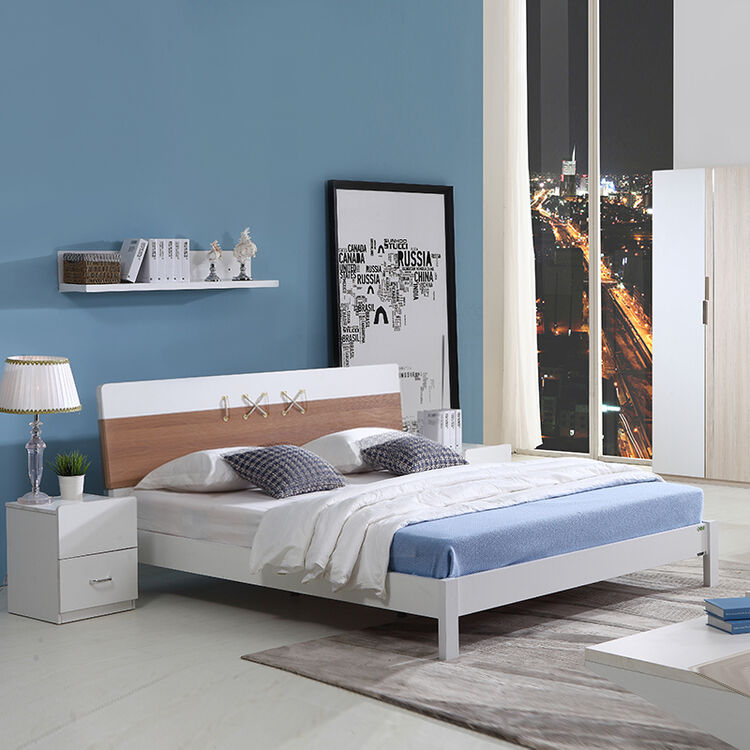 5/1.8米双人床 简约现代卧室套装组合tb11 1.8米浅色双人床