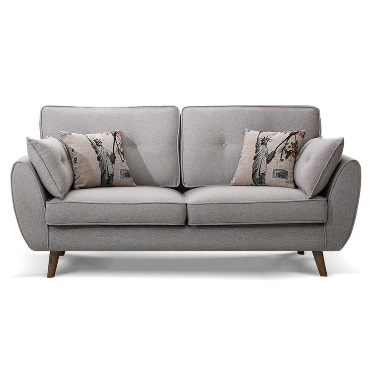 小户型布艺沙发双人三人位简约现代乳胶坐垫可拆洗沙发 浅灰色 大三人