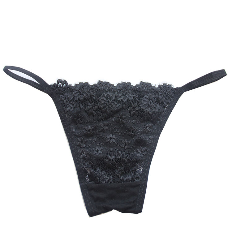 女士丁字裤性感隐形透明蕾丝免脱 丁字蕾丝黑色 均码